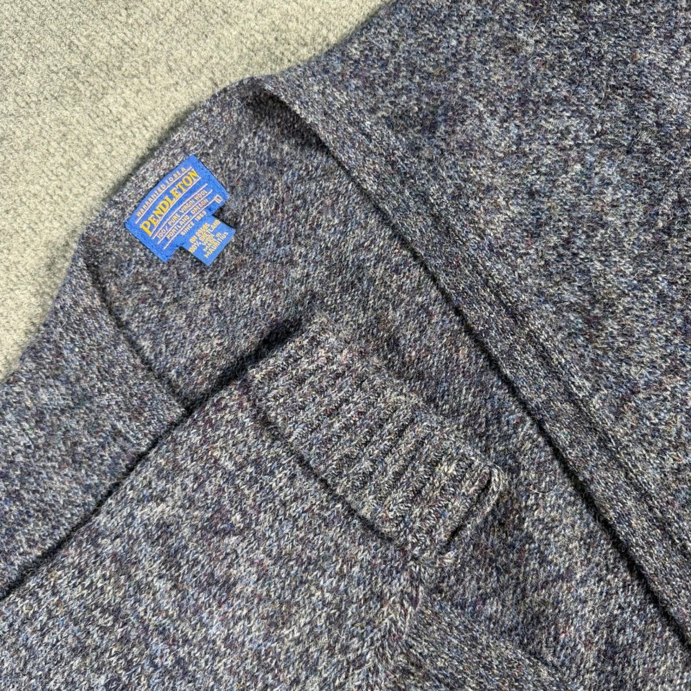 Pendleton Mens Large Blue Purple 100% Shetland Wool Cardigan Sweater L #4349